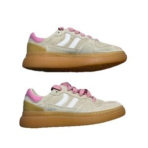 Coolway Goal Suede Leather Shoes Sneakers Pink/Cream Gum Sole Size 9 EU 40 EUC